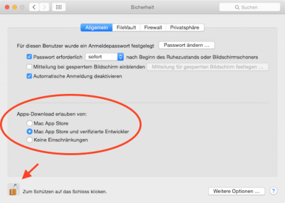 Mac Programme von nicht verifizierten Entwicklern