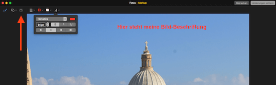Textfeld in Bilder in der Fotos App hinzufügen
