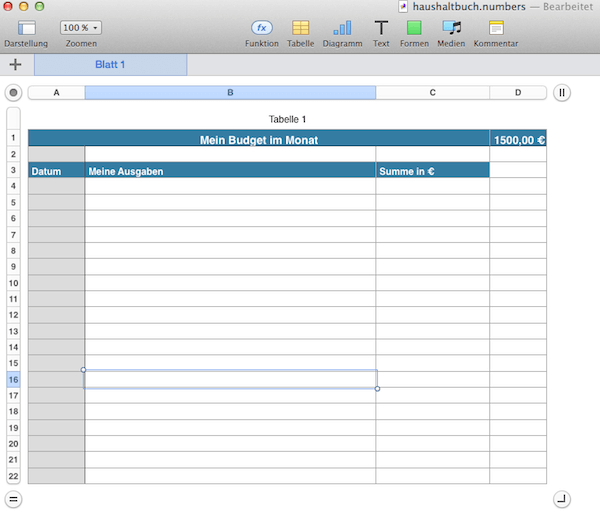 Mit Numbers 5 2 Von Iwork Vorlage Fur Haushaltsbuch Erstellen