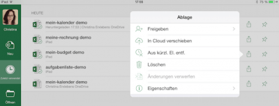 Microsoft Dokumentverwaltung auf iPad