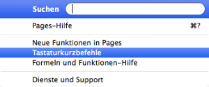 Pages Tastaturbefehle & Menübefehle finden