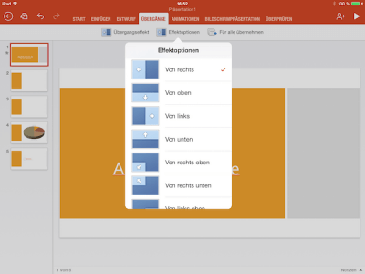 Effektoptionen in Power Point Folien