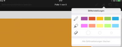 Stifteinstellungen für Power Point Folien