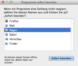 Wenn ein Programm am Mac sich aufhängt und nicht reagiert