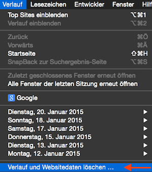 Verlauf und Webseitendaten in Safari löschen