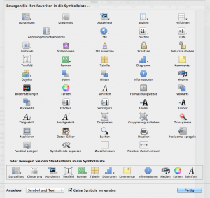 Symbole in der Pages Menüleiste
