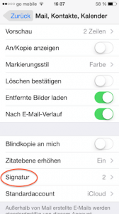 Mail Signatur am iPhone