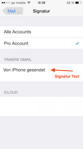 Mail Signatur für Mail Accounts in iOS