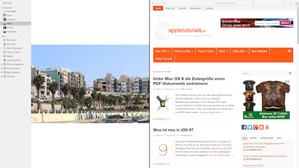 Splitscreen bzw. SplitView in Mac OS X El Capitan