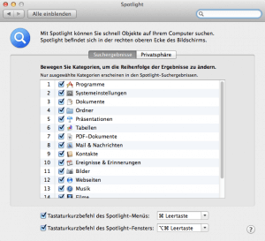 So stellt man die Spotlightsuche am Mac ein