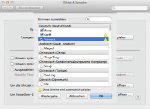 Aktivierung der Mac OS X Sprachausgabe