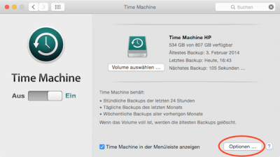 Time Machine Backup am Mac aufrufen