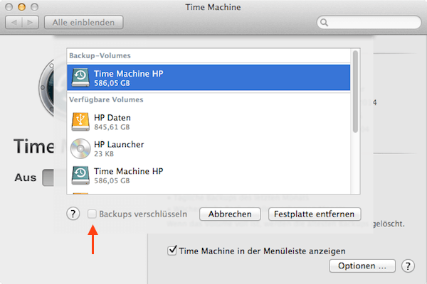 Time Machine Mac verschlüsseln