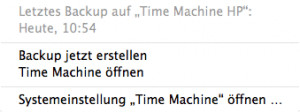 Time Machine Dropdown Menü