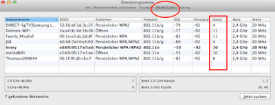 WLAN Scanner unter Mac OS X Mavericks aufrufen