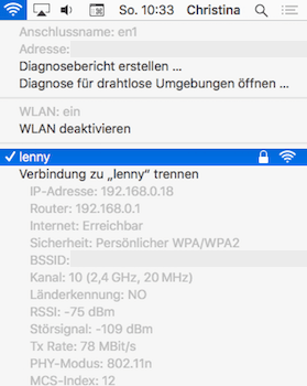 WLAN Verbindung messen unter Mac OS