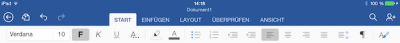 Formatierungsleiste auf dem iPad